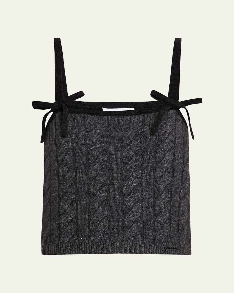 Cashmere Mix Bow Strap Top